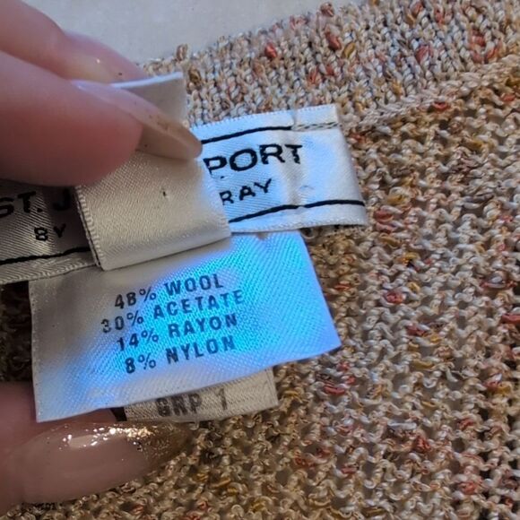 St. John knit cardigan set peach rose gold zip front size S - Picture 9 of 13